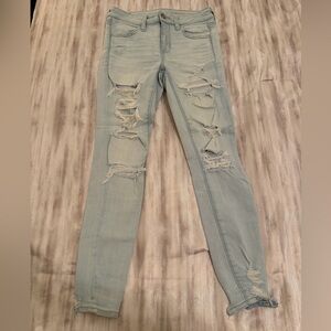 American Eagle Outfitters Light Blue Distressed Skinny Jeans